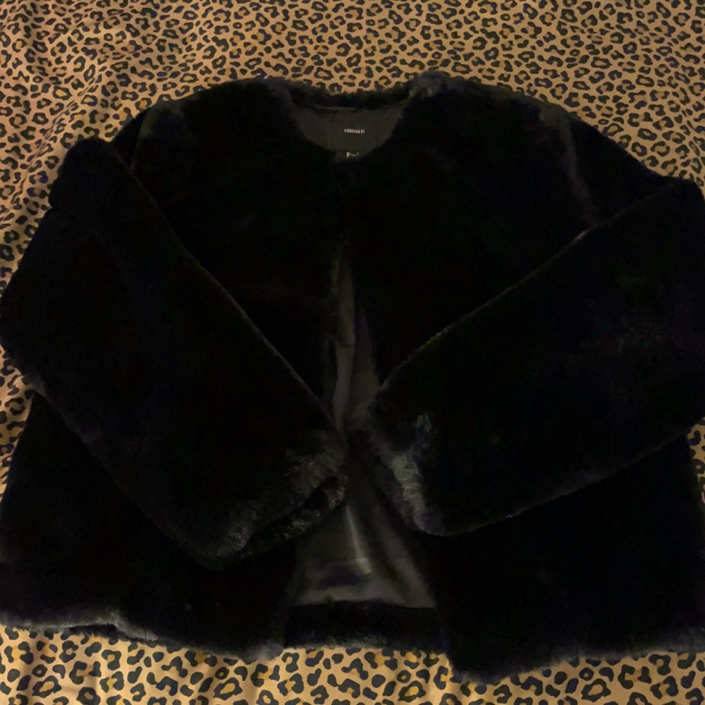 All black forever 21 furr jacket